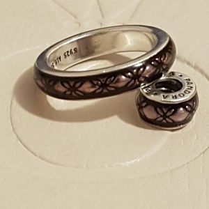 Pandora Purple Vintage Floral ring and spacer charm